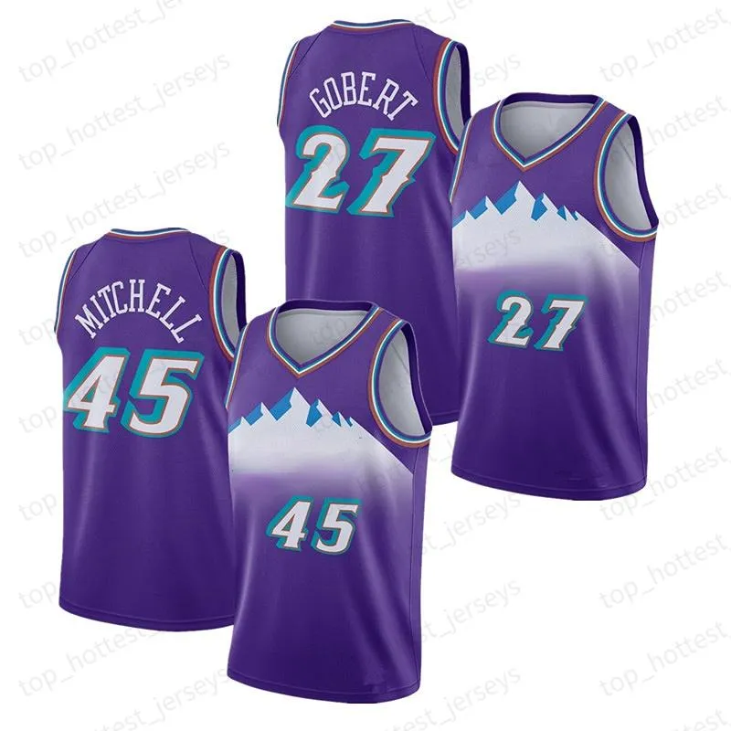 Donovan 45 Mitchell Rudy 27 Gobert Jersey retro morado para hombre