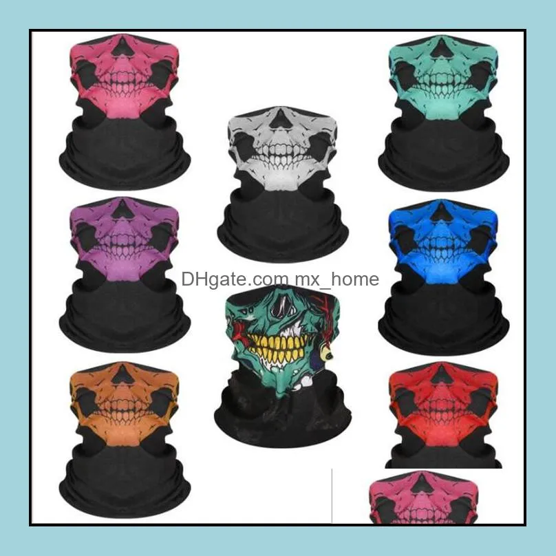 Party Masks Festive Supplies Home Garden Ll Hip Hop Ride Mask Fashion Skl Printed Bandanas Headscarf Riding Face Spor Dhwks