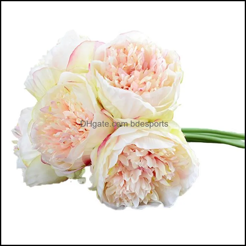 Decorative Flowers & Wreaths Artificial Flowers, Bunches, 30cm 5 Heads, Champagne Hand-thorn Peony, Wedding Anniversary, Home Decoration,
