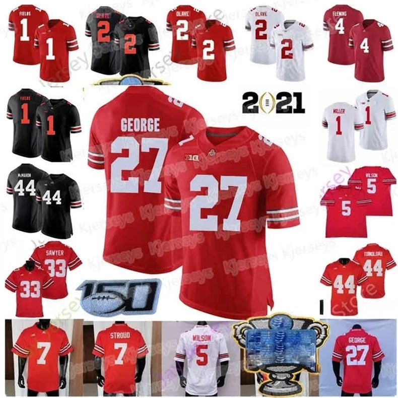 Uf CeoNCAA College Ohio State Buckeyes Camiseta de fútbol C.J. Stroud Chris Olave Garrett Eddie George Fields Wilson Teague III Julian Fleming J.T.