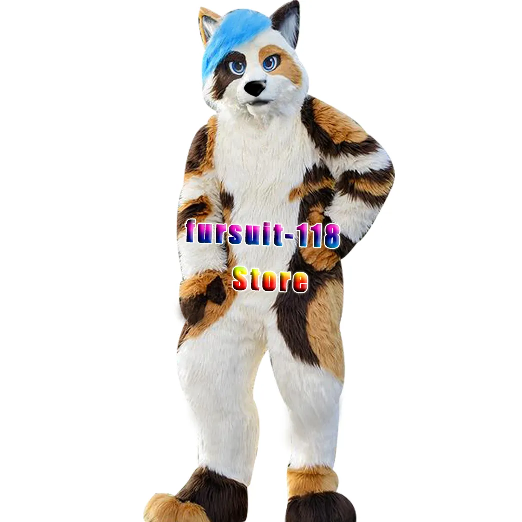 Fursuit Husked Husked cão Fox Wolf Mascot Traje Fur Cartoon Personagem Dola Halloween Party Party Set Shoes # 238