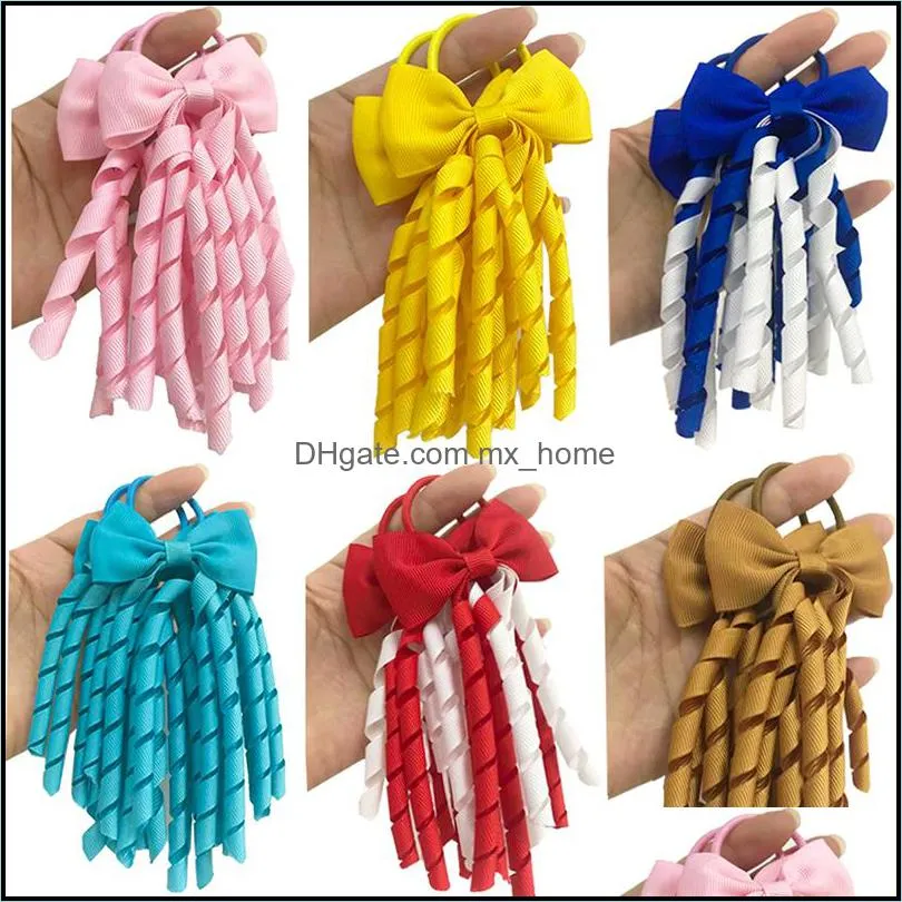 Hair Accessories Baby Kids Maternity Scrunchies Women Girls Curly Ribbons Streamers Hairbands Elastic Rope Ponytai Dhbht