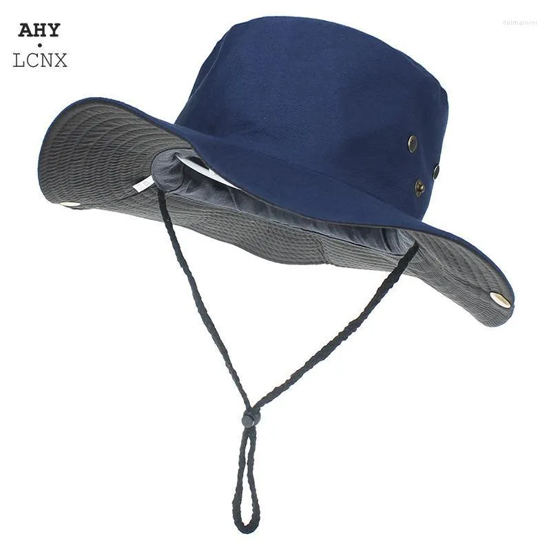 Summer Autumn Bucket Hats For Men Women Sun Hat Bob Cap Anti-UV Outdoor Fishing Caps Wide Brim Shade Solid Color Man Delm22