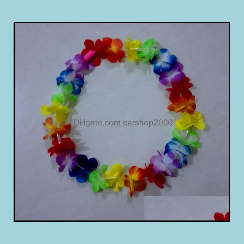 glowing led light up hawaii luau party flower lei fancy dress necklace hula garland wreath wedding decor party supplies sn2810