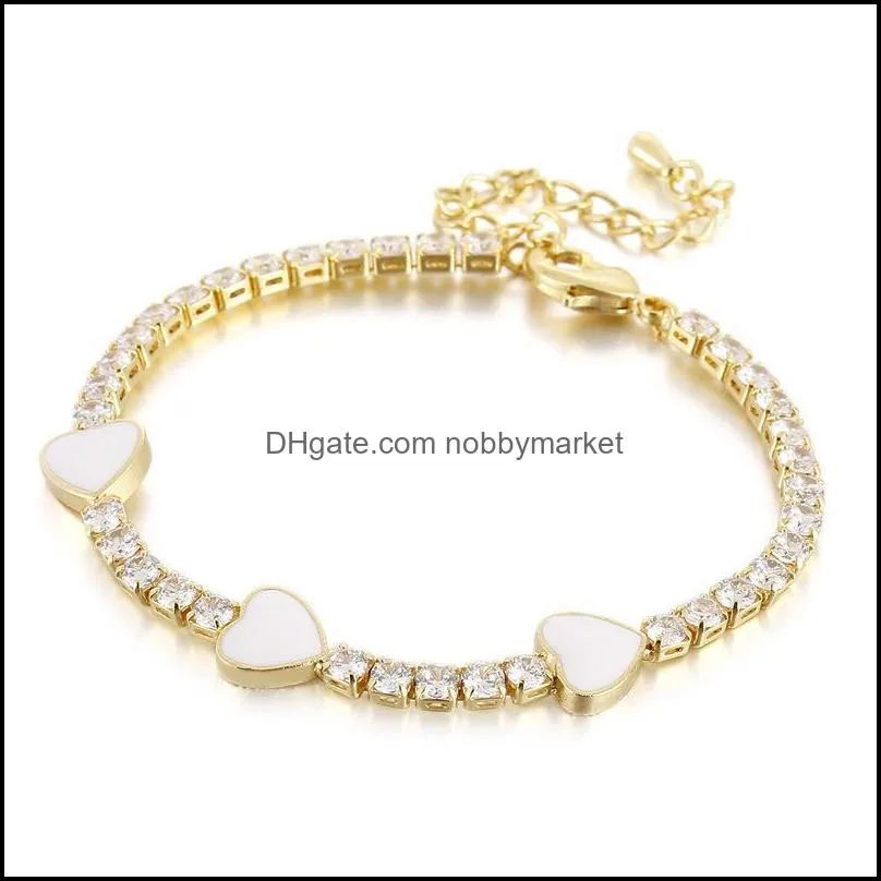 Charming Women Bracelet Yellow Gold Plated Heart Bling CZ Tennis Bracelet for Girls Women Nice Gift