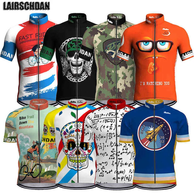 Lairschdan Mens Road Bisiklet Bisiklet Forması Kısa Kollu Üstler Yaz Pro Bisiklet Kıyafetleri Maillot Komik Döngü Giyim Wielershirt Heren