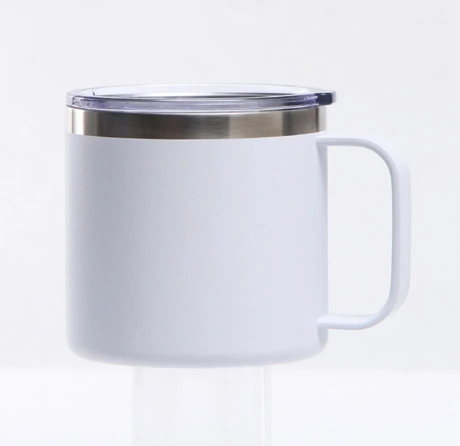 14oz Stainless Steel Coffee Mug Double Layer Vacuum Flask Mugs with Handle and Lid