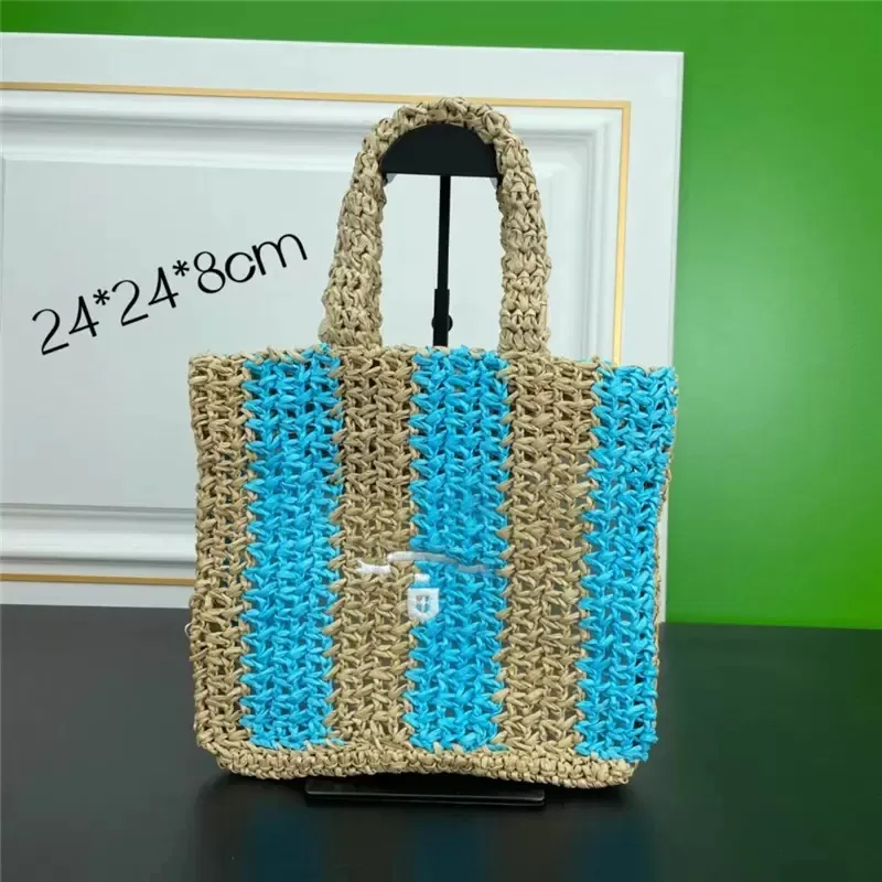 Designer Bolsas de luxo Purse Small Raffia Sacos de sacola natural listrados