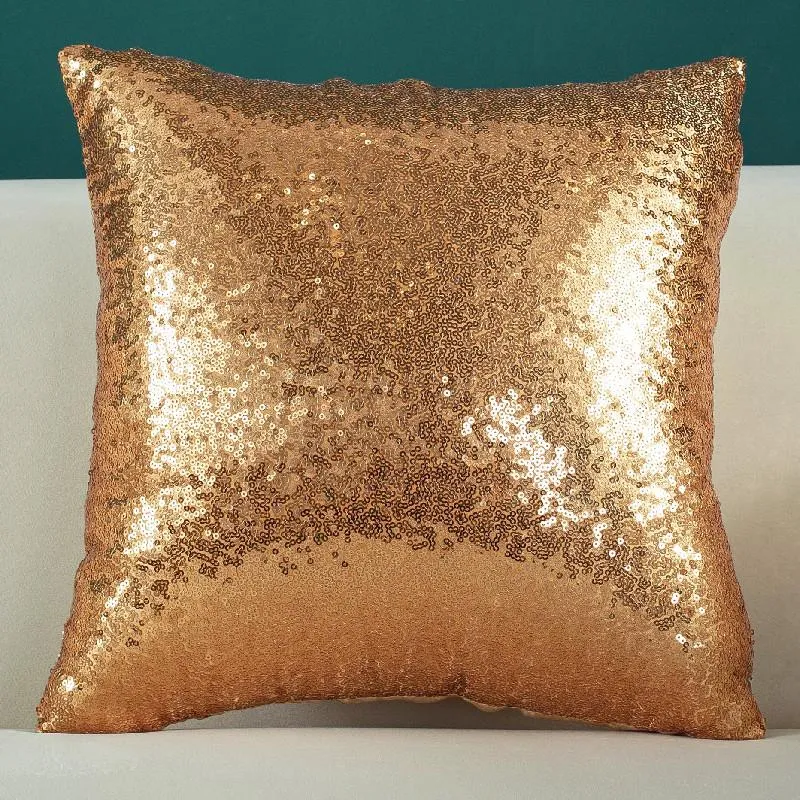 Kudde/dekorativ kuddfest Lysande paljetter Skam Sparkly Golden Festival Decorative Cushion Case Deco Cover för soffacushion/dekorativ