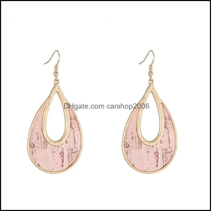 big teardrop frame inspired pink green white painting pu leather charms earrings geometric women jewelry