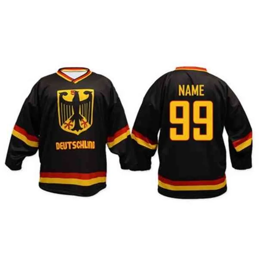 Maillot de hockey sur glace MThr Team Germany Deutschland brodé pour hommes Personnalisez n'importe quel numéro et nom