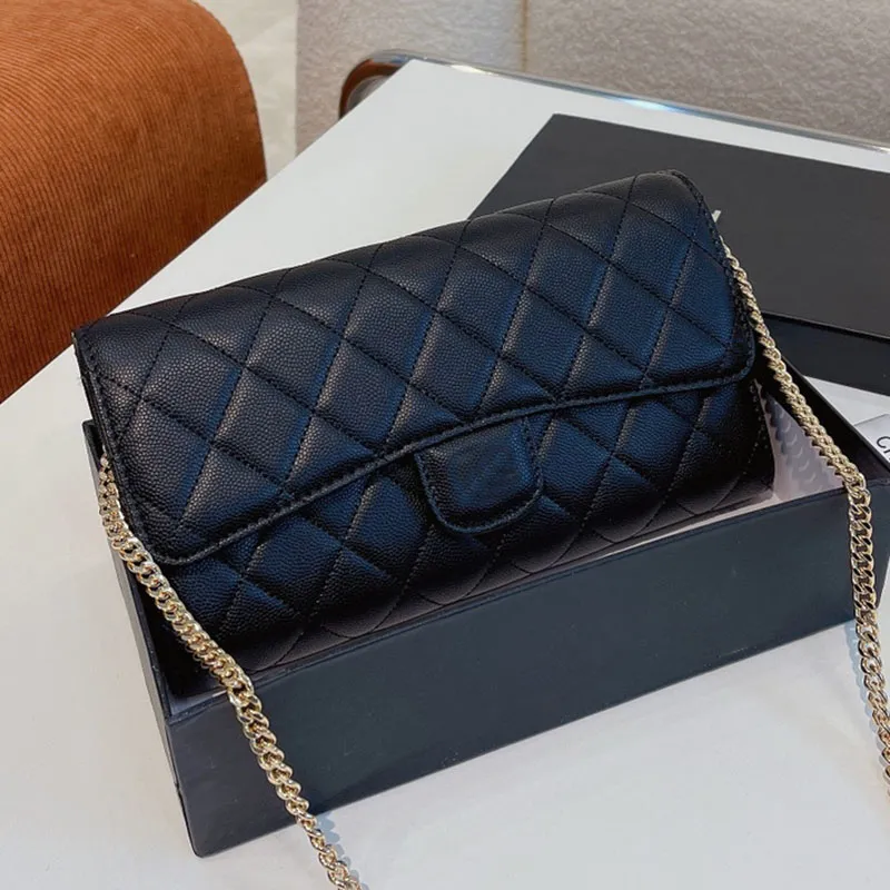 22SS modeontwerper schoudertassen dames klassieke mini flap crossbody tassen luxe merk caviar diamant check naad massieve kleur portefeuilles munt