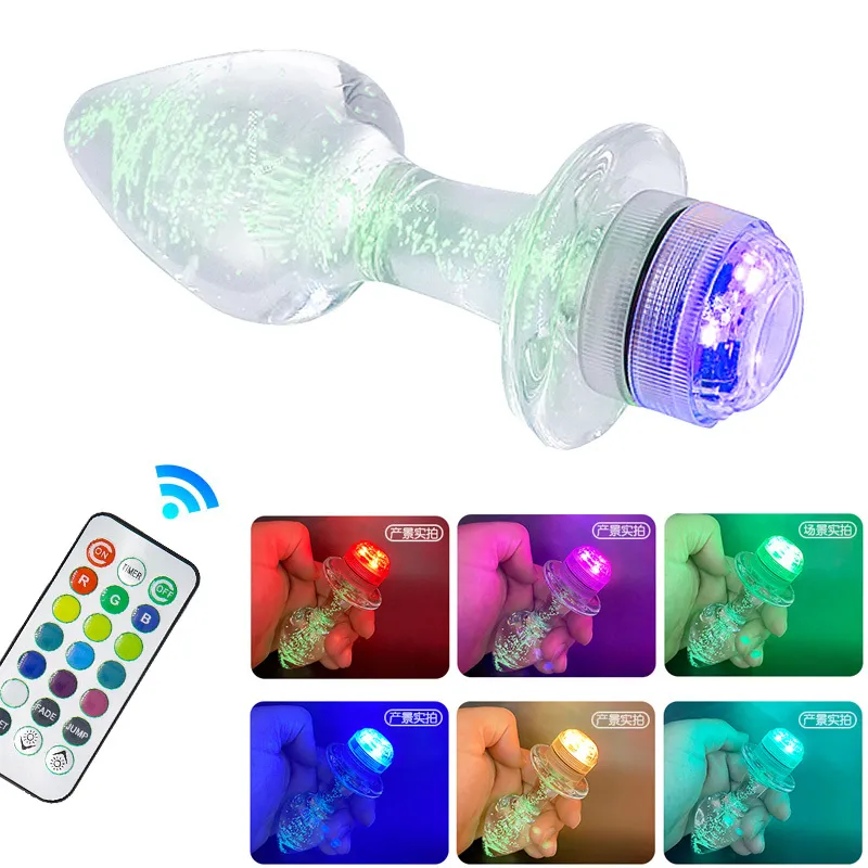 Dark Glass butt plug with light Vibrator - Perfect...