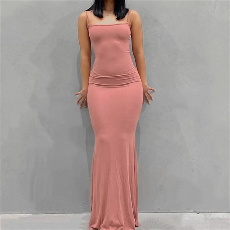 Satin slip ärmlös rygglös maxi klänning kvinnor y2k sommar bodycon eleganta sexiga kläder damer födelsedagsfest klubb sundress 220630