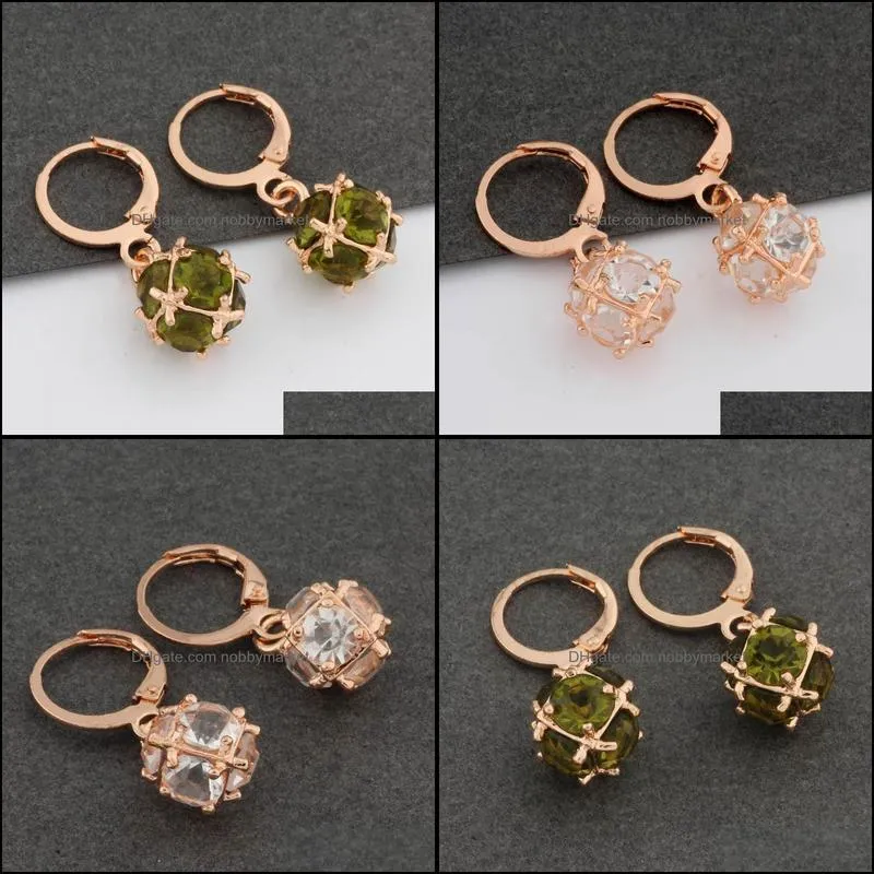 Vintage Unusual Jewelry Fashion New Arrival Square Ball Rose Gold Color Hanging Earrings for Women Girl Party Gift