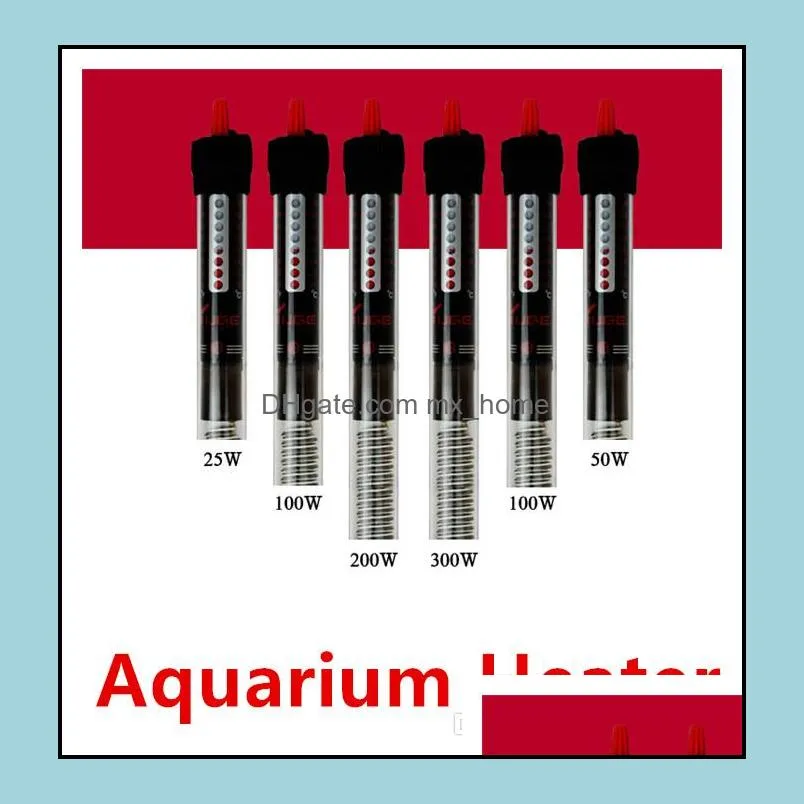 25W 50W 100W 200W 300W Chauffage d'aquarium Durable Tige de chauffage submersible pour réservoir de poisson en verre Temp Drop Livraison 2021 Autres aquariums Pet Sup