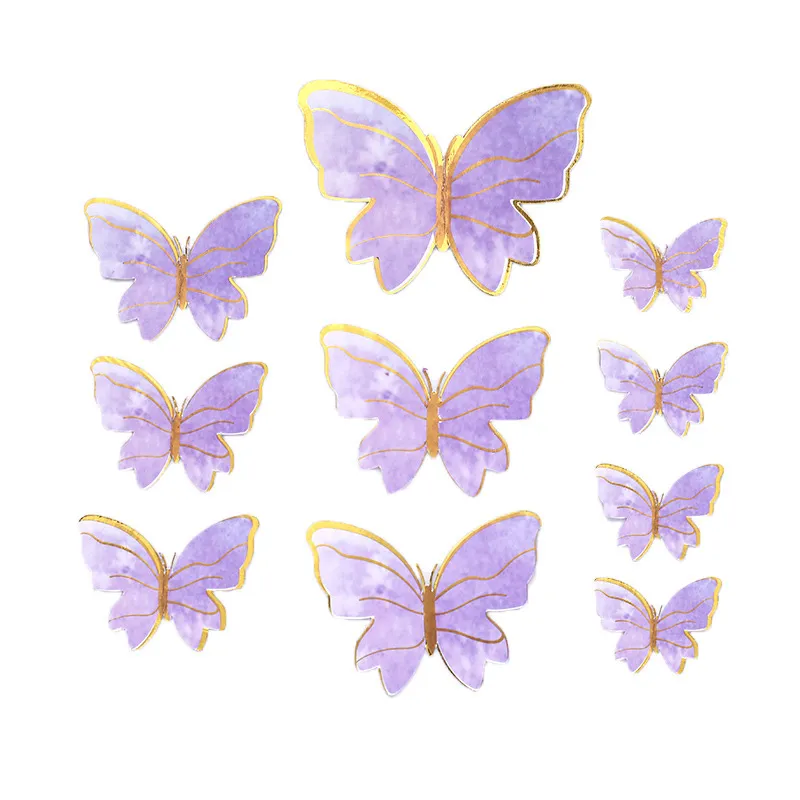 Décoration De Gâteau De Fête Papillon Violet Rose, Garniture De