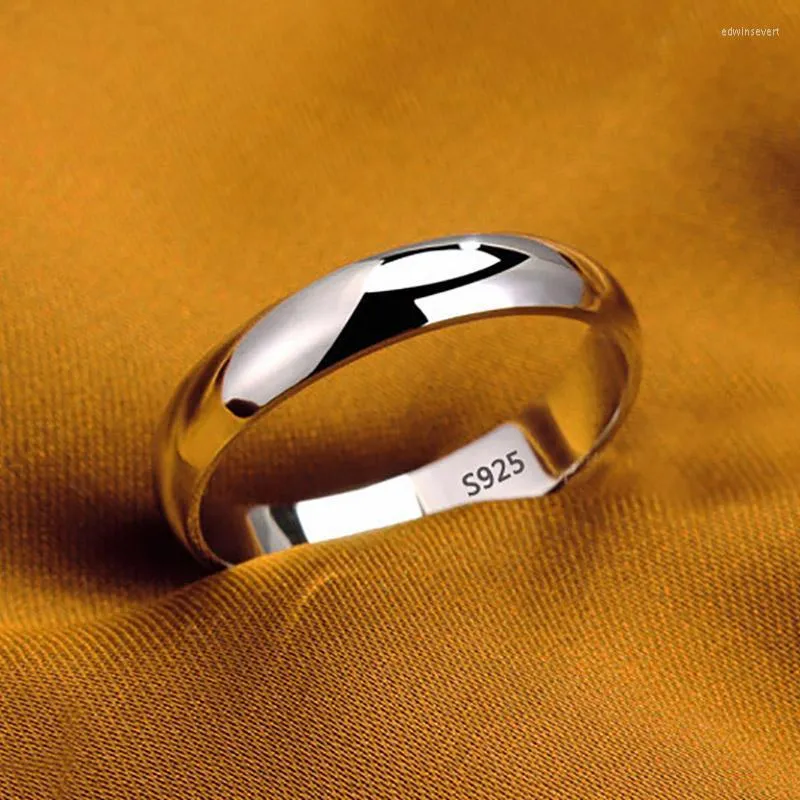 Обручальные кольца Yanleyu никогда не исчезают 925 серебряного серебряного цвета, унисекс пара 4 мм тонкие простые ювелирные украшения Love Love Giftwedding Edwi22