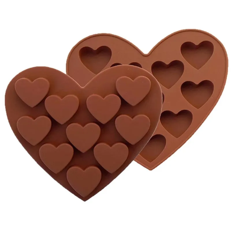 Silica gel Baking Moulds 10 even baking mold tray DIY chocolate heart soap kitchen tools