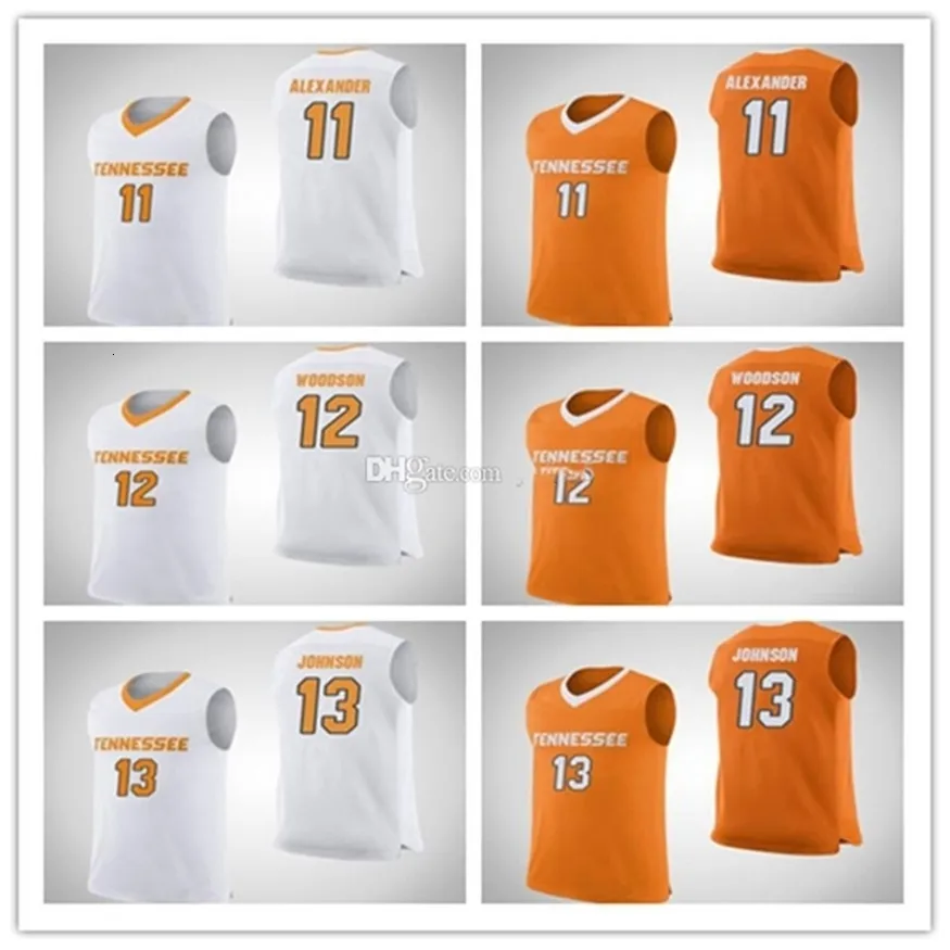 Nikivip Tennessee Volunteers College # 11 Kyle Alexander Basketball Jersey # 12 Brad Woodson # 13 Jalen Johnson Mens Stitched Custom Numero nome