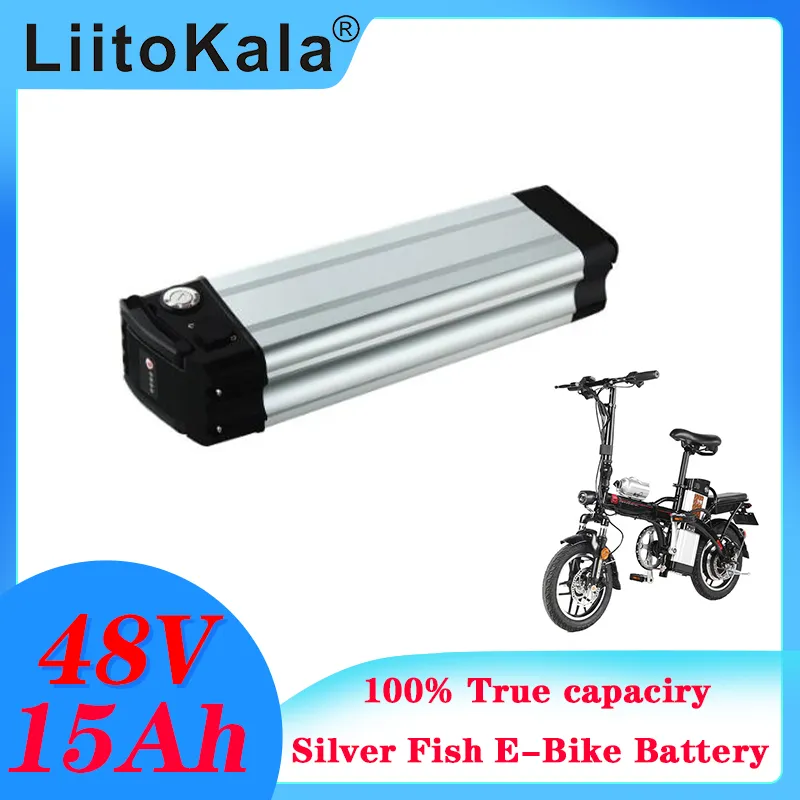 Liitokala 48V 15ah Silver Fish Electric Bike Battery Pack для 48 В BAFANG / 8FUN 500W 750W Mid / Center приводной двигатель с 15A BMS 18650 3000 мАч 105СП