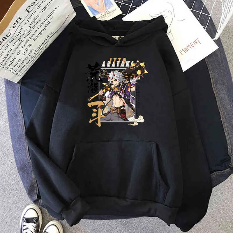 Genshin Impact Arataki Itto Sweat à capuche pour femmes Hommes Sweatshirts à manches longues Cool Garçons Filles Streetwears Graphique Esthétique Pull Y220713