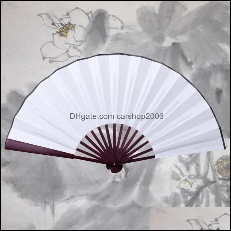 Other Home Decor Inch10 Inch Silk Cloth Blank Chinese Folding Fan Wooden Bamboo Antiquity Solid Color For Free Form Calligraphy