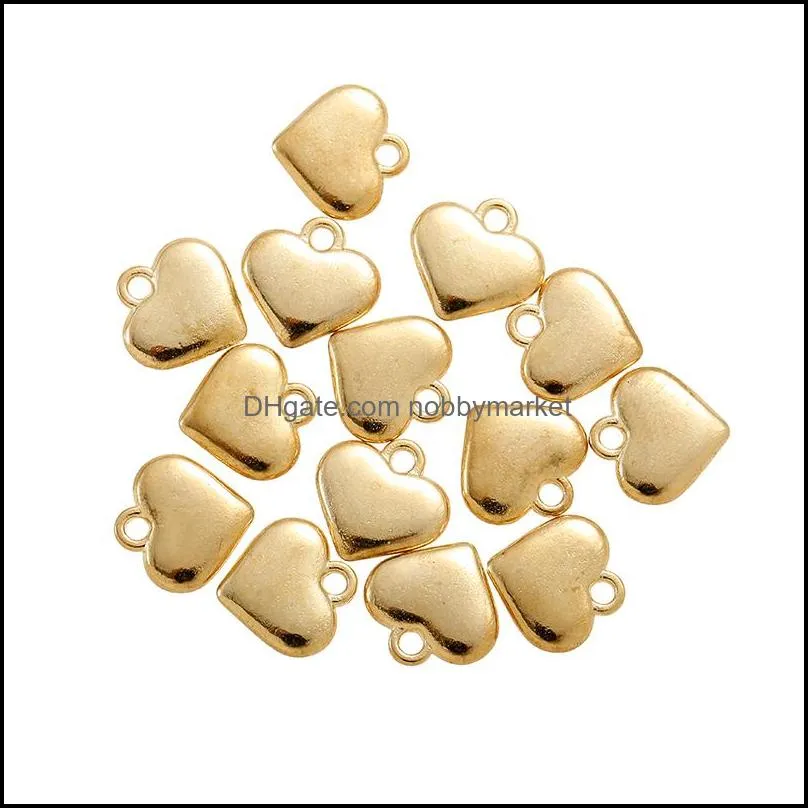 30pcs Gold color Hearts Charms Necklace Pendant Bracelet Jewelry Making Handmade Crafts diy Supplies 11*12mm A21