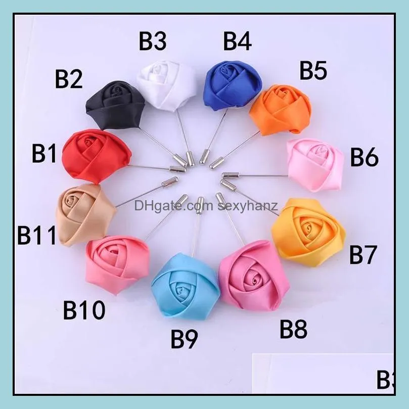 Broches Broches Bijoux Pins Ruban Revers Fleur Rose À La Main Boutonnière Broche Broche Hommes Accessoires En Gros 0401Wh Drop Delivery 2021 Hm