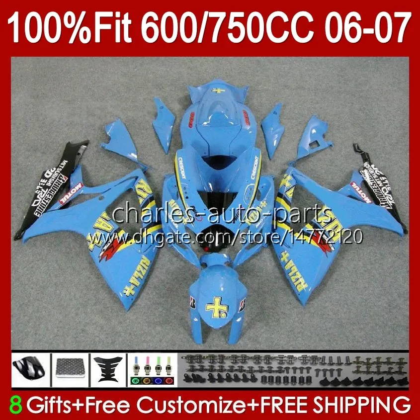OEM Rizla Blue Body Fairing Kit For Suzuki GSXR600 GSXR750 K6 GSX-R750 ...
