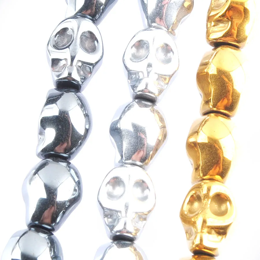 Wojiaer No Magnetic Materials Magnetic Materials Hematite Stone Ghost Head Beads 8x10mm DIY 보석 제작 목걸이 팔찌 BL307
