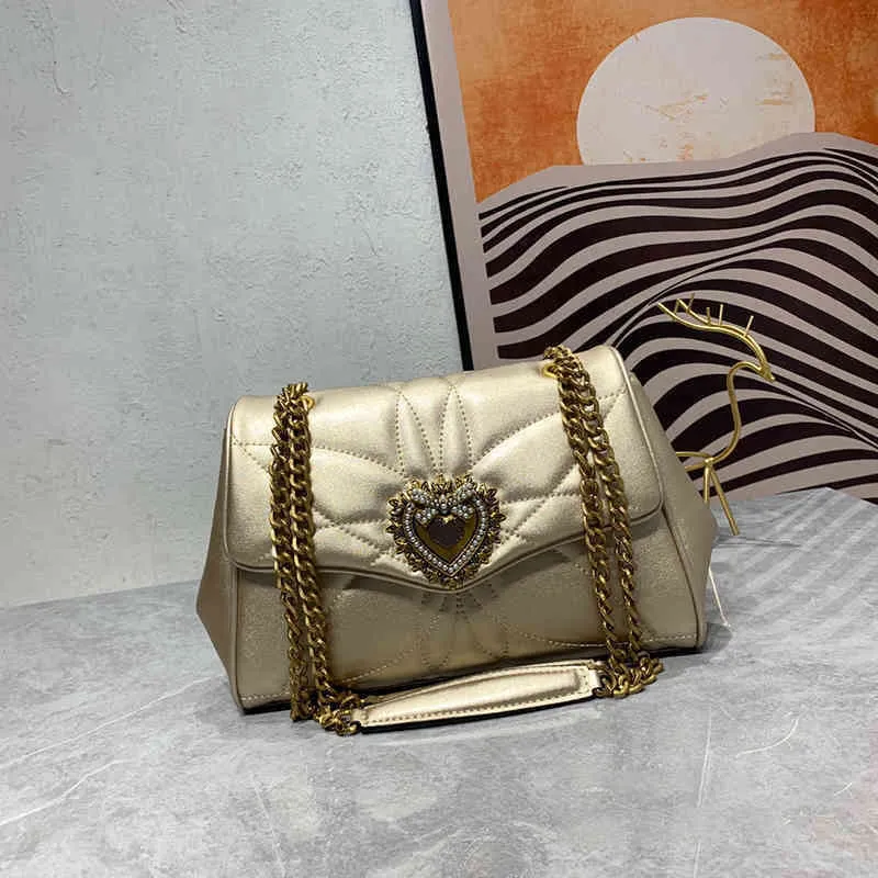 Metallic Heart Shoulder Bags Vintage Messenger Bag D Lettet Print Women Designer Handbags Fashion Crossbody Bags Leather Handbag Purses 220616