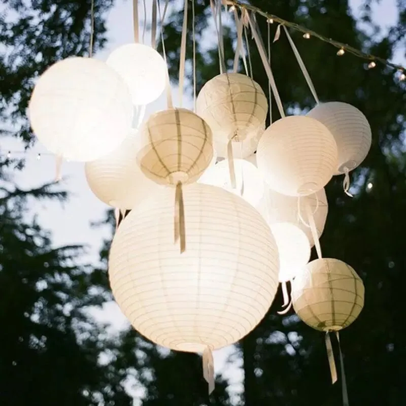 lot 6 810121416White Round Chinese Paper Lantern Wedding