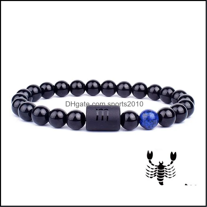 12 constellations strand bracelets natural black bead bracelet star sign constellation horoscope couple bracelet friendship sports2010