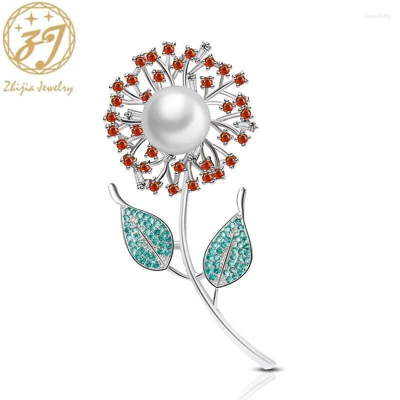 Stift broscher zhijia elegant damparty klänning blommor för kvinnor kristall strass zirkongåvor Seau2222