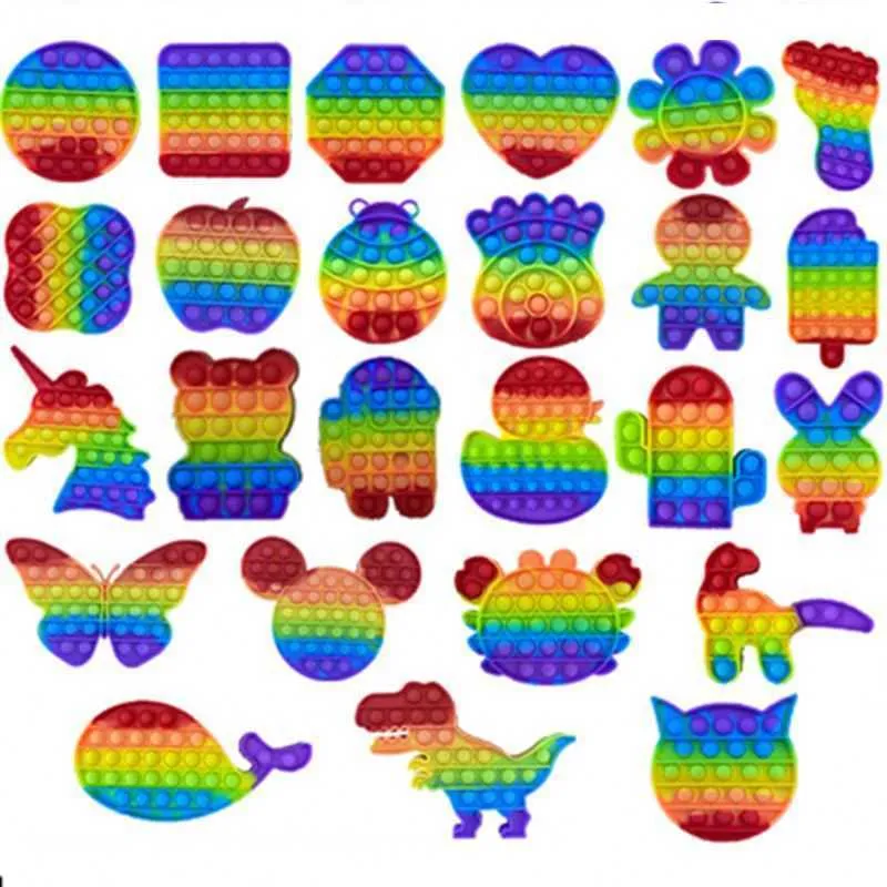 Keukenspeelgoed Figit Pack Comprsive Foam Cube Pop-Up Push Mini kleurrijke hartvormige andere Popping Rainbow Fieth2O9