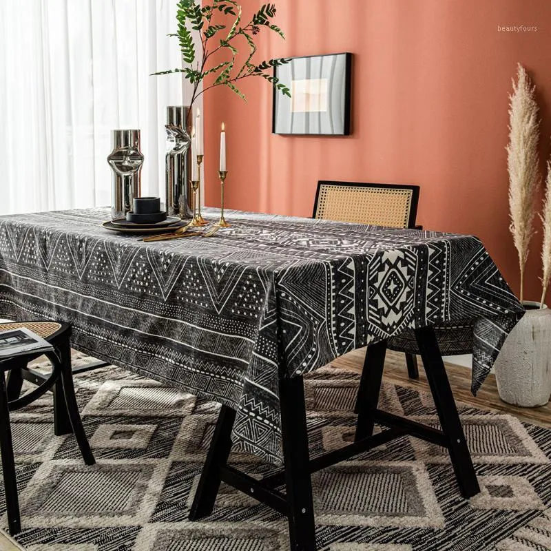 Table Cloth Dark Grey Cotton Decor Linen Dining Coffee Cover Banquet Kitchen Furniture Dust
