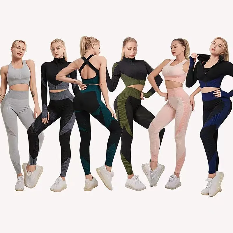 Yoga -Outfit Set Nahtloses Sportbekleidungsanzug Fitness -Kleidung Sports Anzüge Training Laufkleidung Legging Sets für Frauen 2 Piechoga