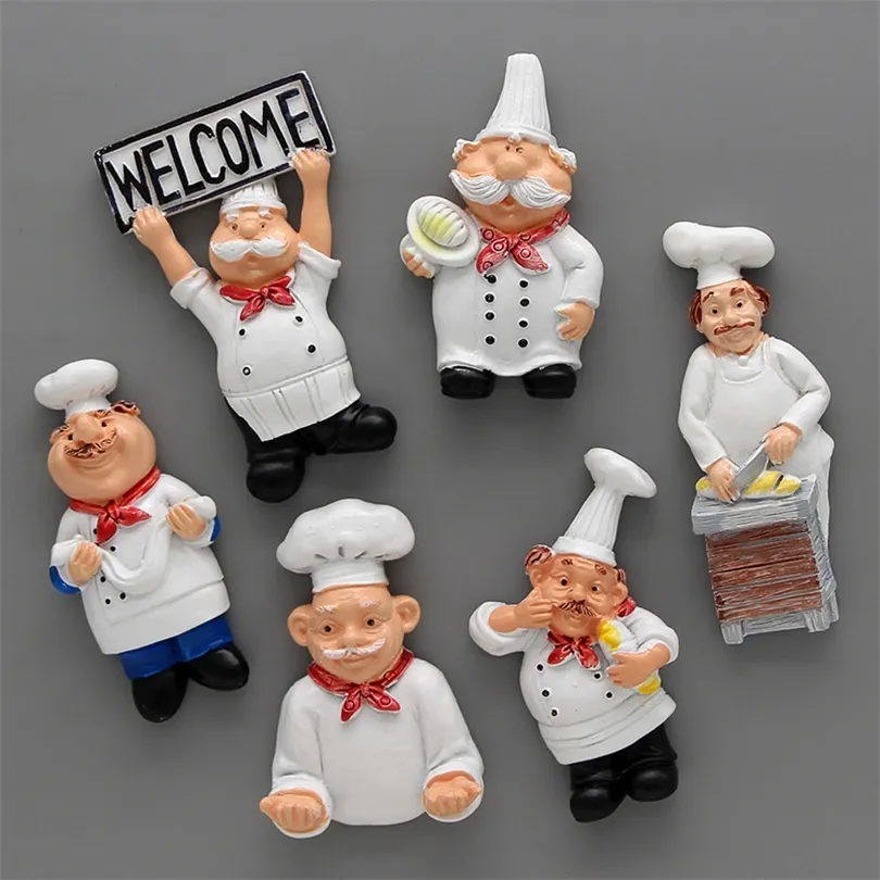 Cartoon creative bread chef refrigerator magne 3d fridge magnets character stickers home decoration gifts 220426