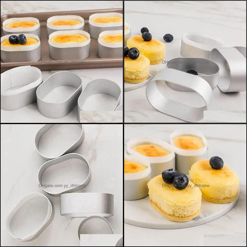 baking & pastry tools aluminum alloy oval mousse cheese tart ring egg cake cutting mold mould
