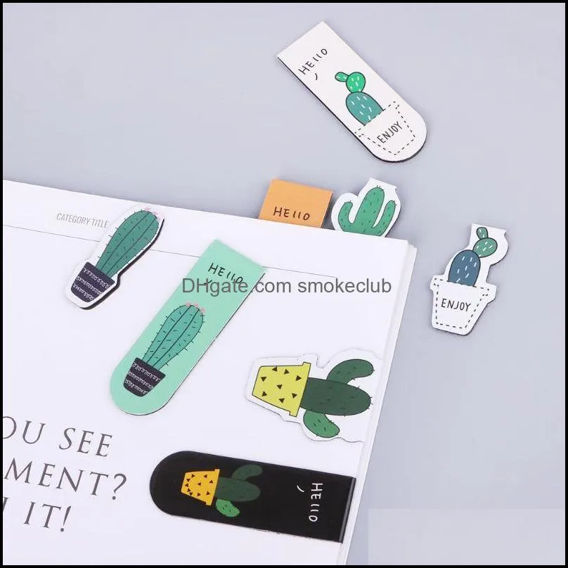 Poplular Cute Cactus Magnetic Bookmarks Book Page Marker Student Stationery Supplies Gift
