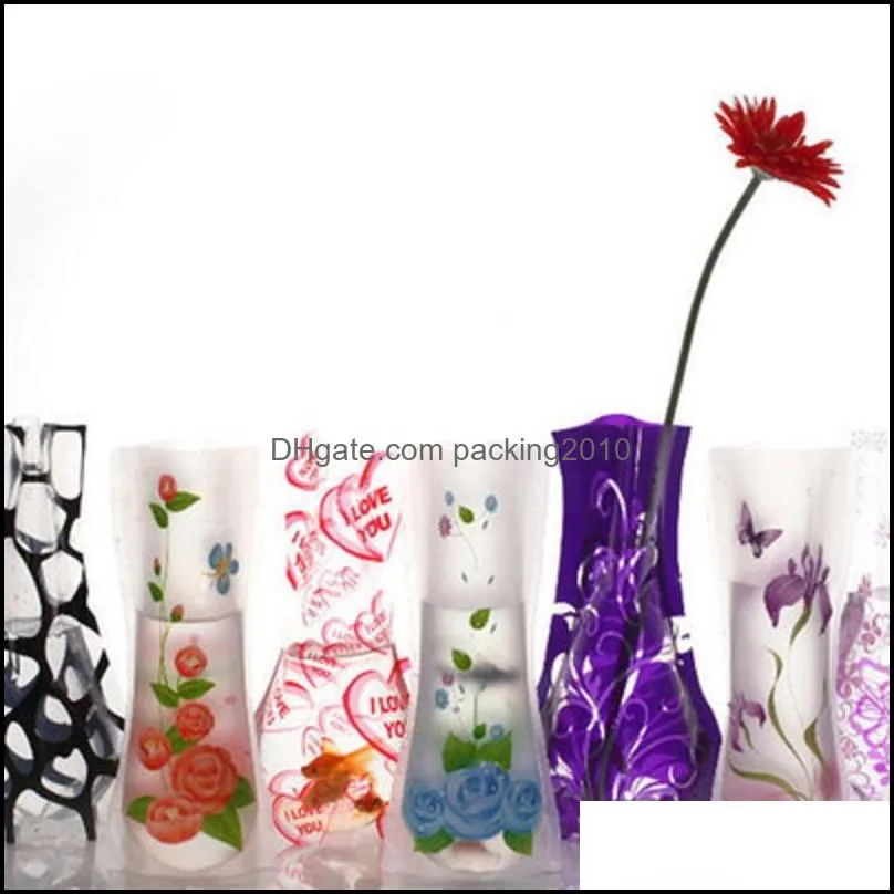 Vases Home Decor Garden 12x27Cm Creative Clear EcoFriendly Foldable Folding Pvc Flower Vase Unbreakable Reusable Wedding Party Decoration