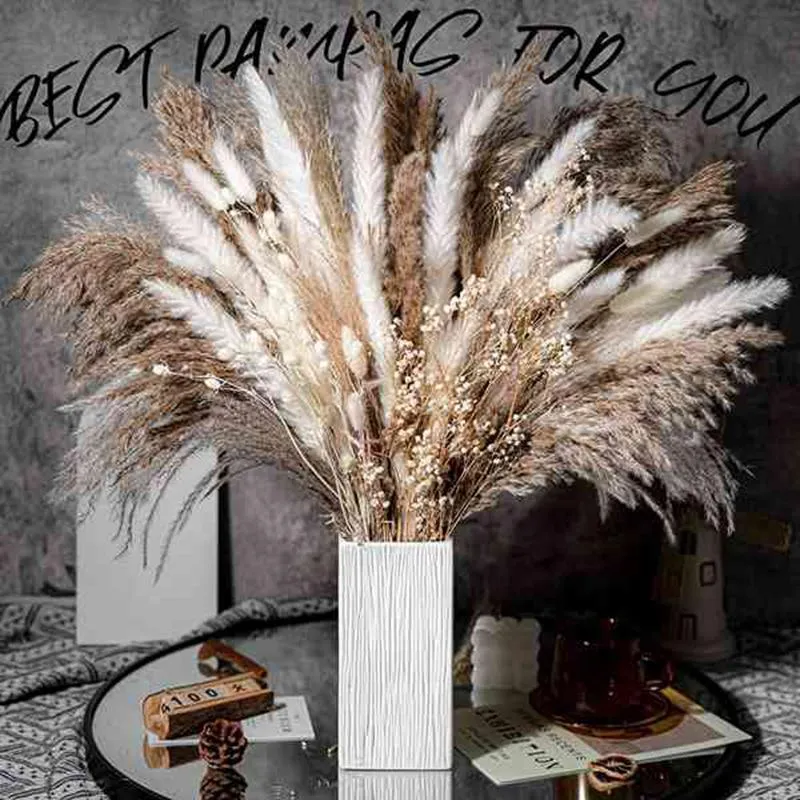 Decorative Flowers & Wreaths 100PCS Bouquet Natural Dried Pampas Grass Flower Boho Home Decor For Wedding Floral