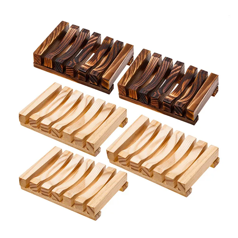Naturlig bambu trätvålskålar Tallrik Brickhållare Box Fodral Dusch Handtvätt Tvålhållare Bästa kvalitet