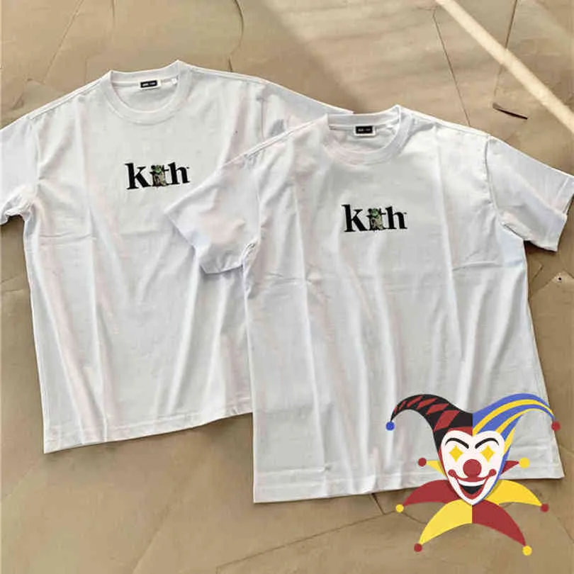 T-shirt de manga curta tecido 2022ss Kith Camiseta Homens Mulheres Alien Print Top Tees