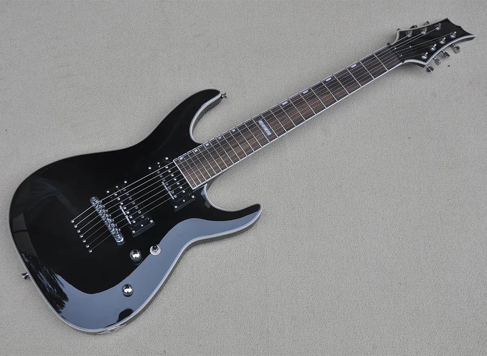 Black 7 Strings Guitar com captadores de humbuckers