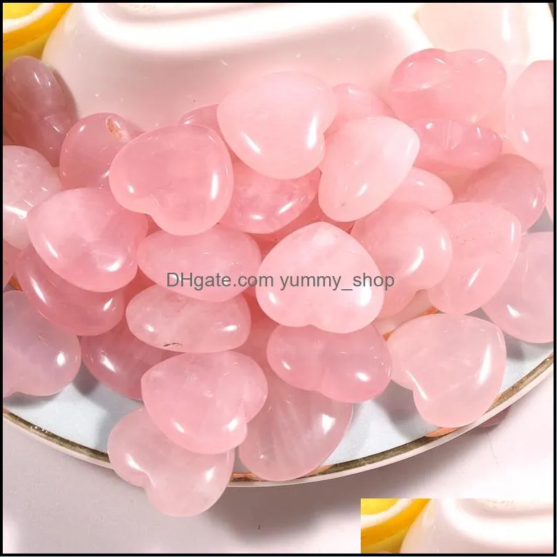 natural pink crystal stone ornaments carved 20*8mm heart chakra reiki healing quartz mineral tumbled gemstones hand home decor