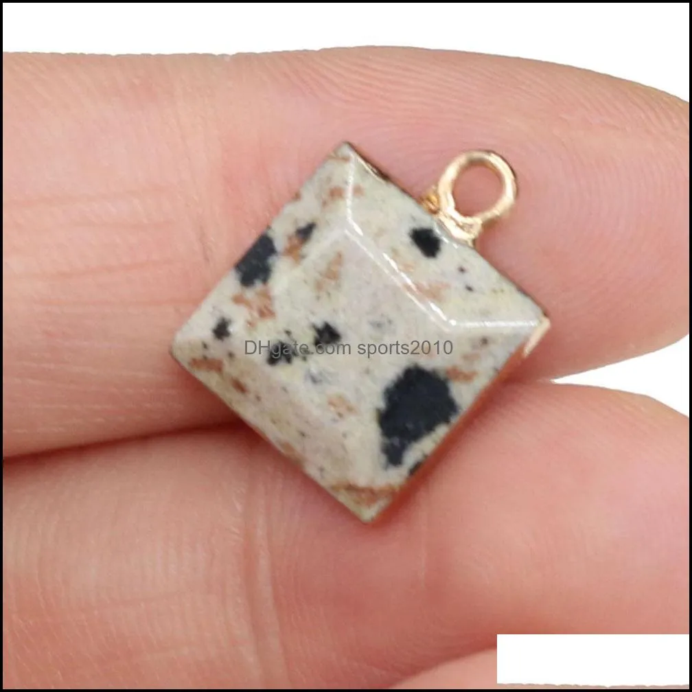 12x16mm natural stone charms square pendant rose quartz healing reiki crystal diy necklace earrings women fashion jewelry finding sports2010