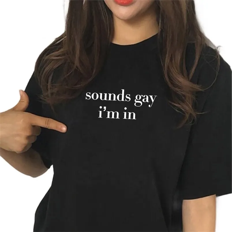 Harajuku звучит гей, я в ЛГБТ -женщинах, футболка, хлопок повседневная забавная футболка Lady Yong Girl Top Toe 220628