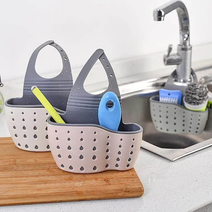 Kitchen Sink Storage Drain Basket Cleaning Sponge Draining Holder Rack Kitchen Hanging-Sink Drains Storage-Tools Sink Holders